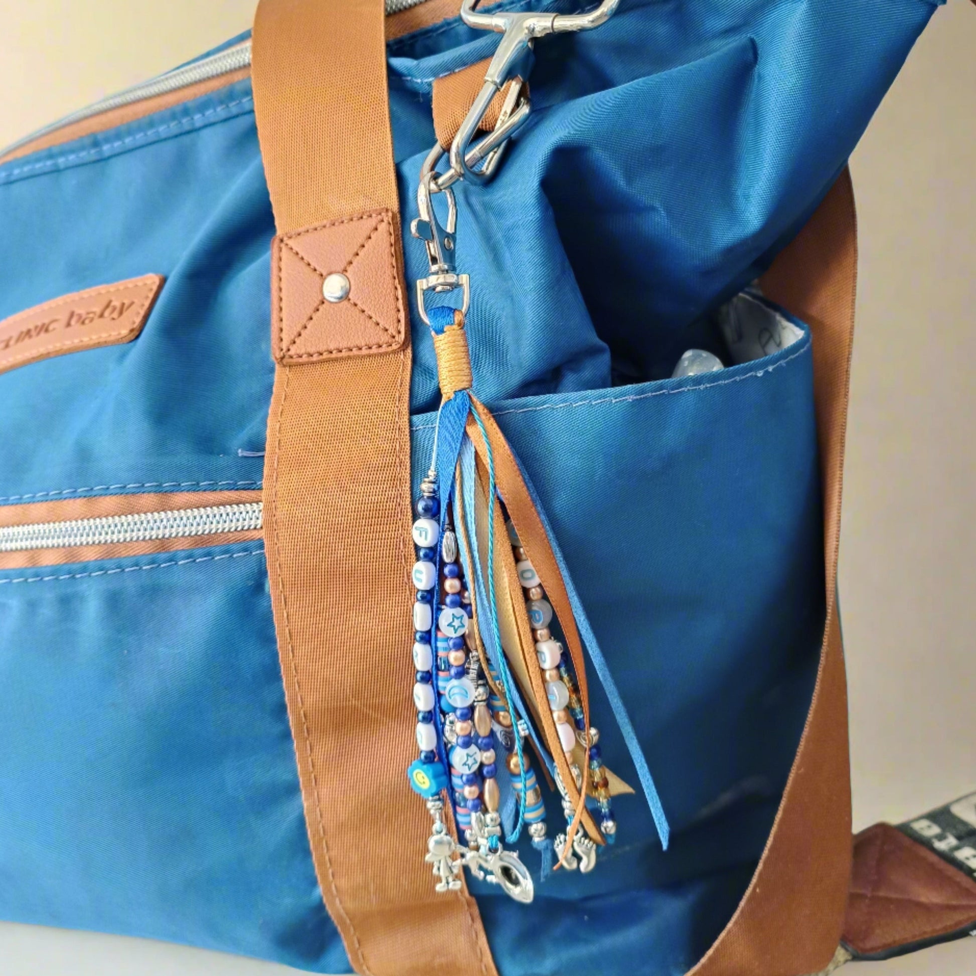 bag accessory tassel for baby bag baby boy or baby girl hand bag tassel customised and personalised gift