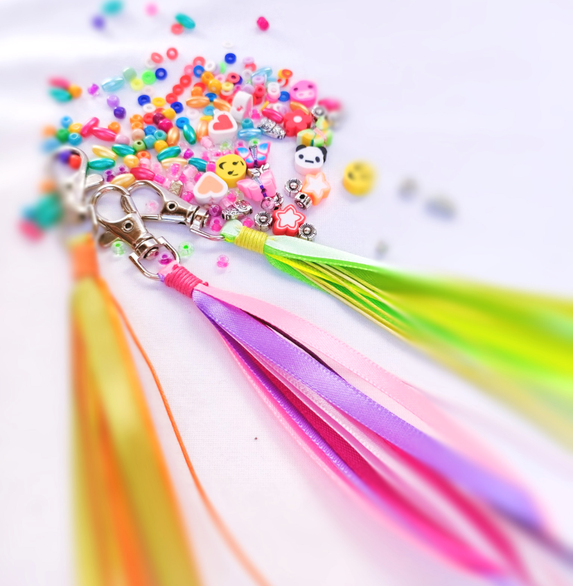 DIY girl accessory travel bag tassel fun activity for kids parties DIY beading sets for girls fun family entertainment kiddies parties make your own accessories