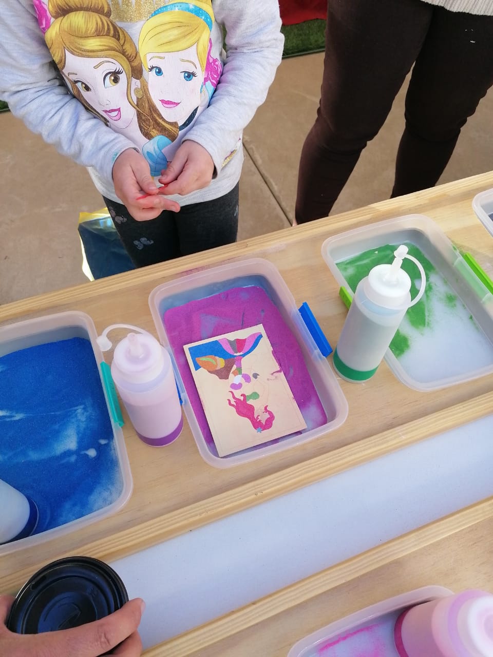 Sandart creative family fun activity also ideal for kids parties and holiday destinations accommodating children