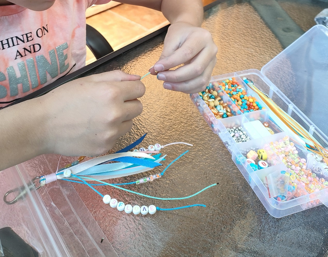 DIY girl accessory travel bag tassel fun activity for kids parties