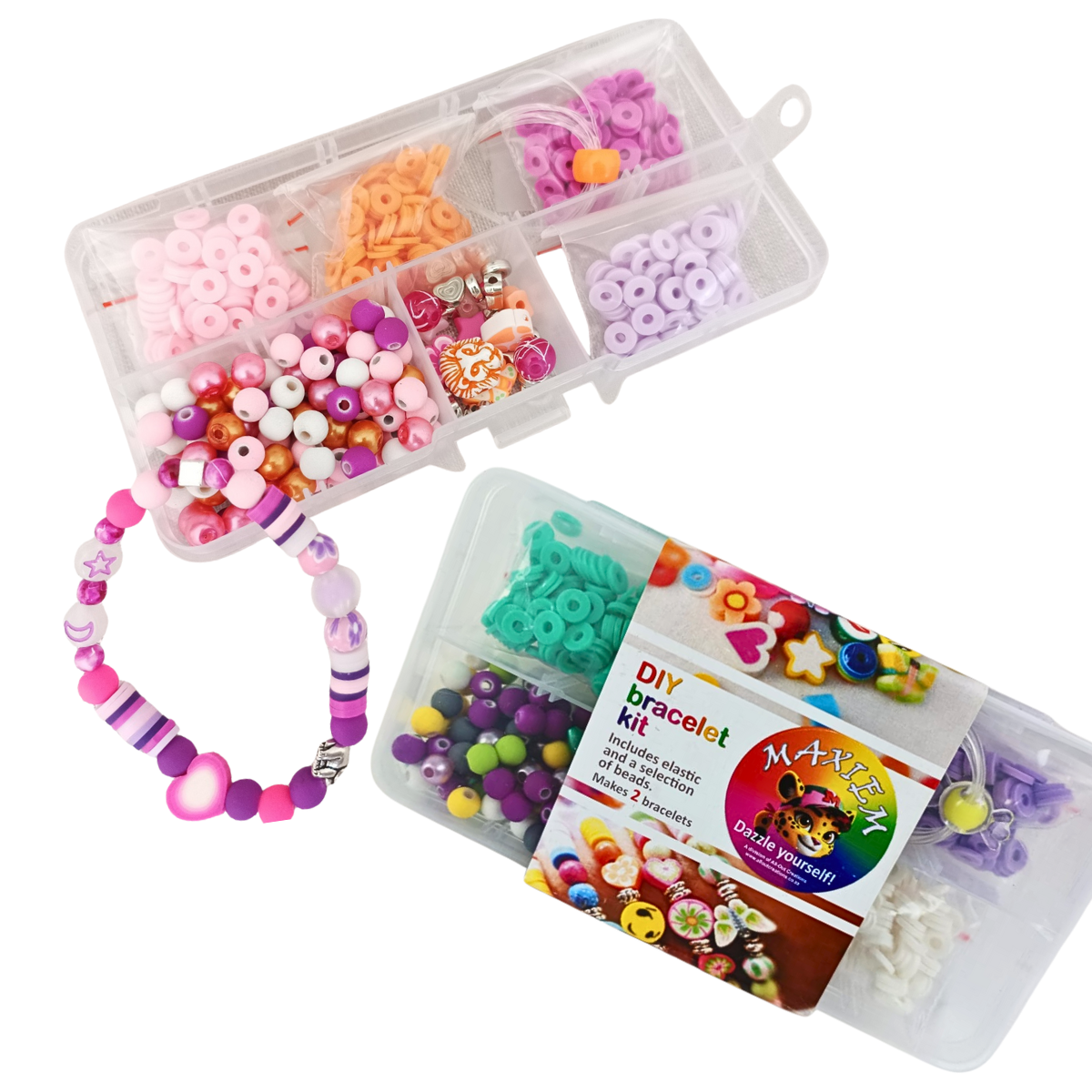 MAXIEM DIY beading bracelet and bag tassel make your own accessory kit fun activity for girls birthday party activity, fine motor skill development
