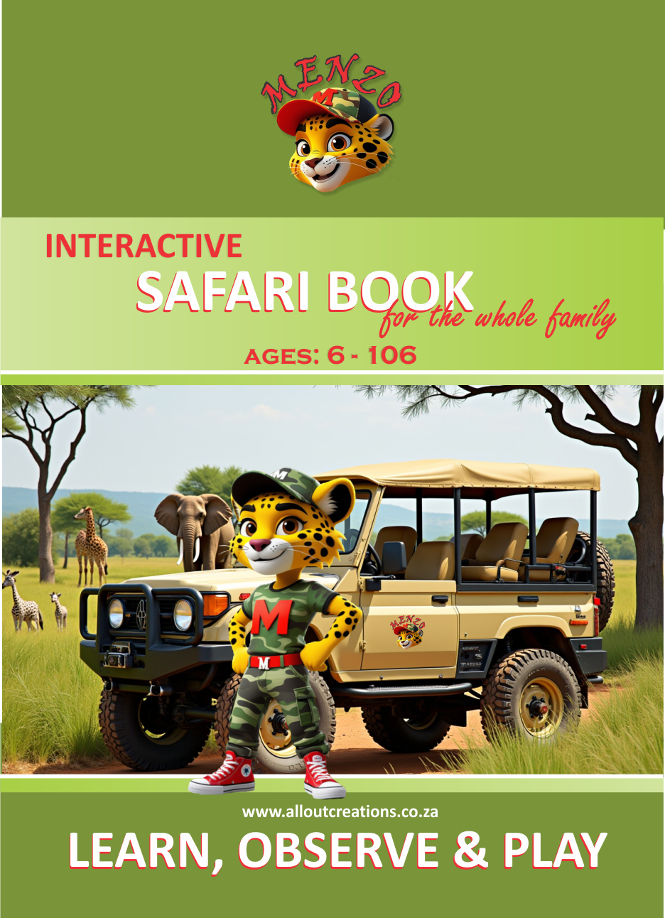 Menzo interactive safari book.  educational wildlife book for children. kids safari.  ideal for child friendly safari lodges