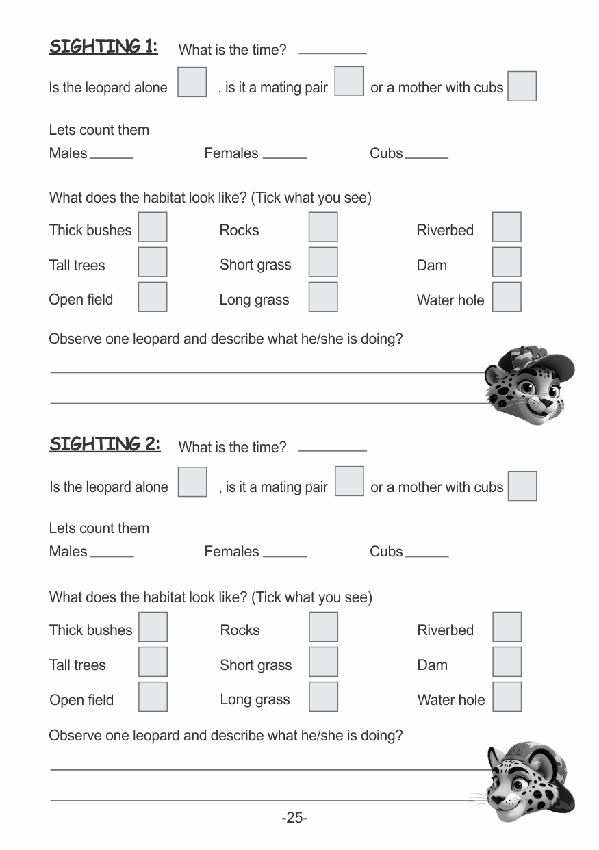 Menzo interactive safari book.  educational wildlife book for children. kids safari.  ideal for child friendly safari lodges leopard