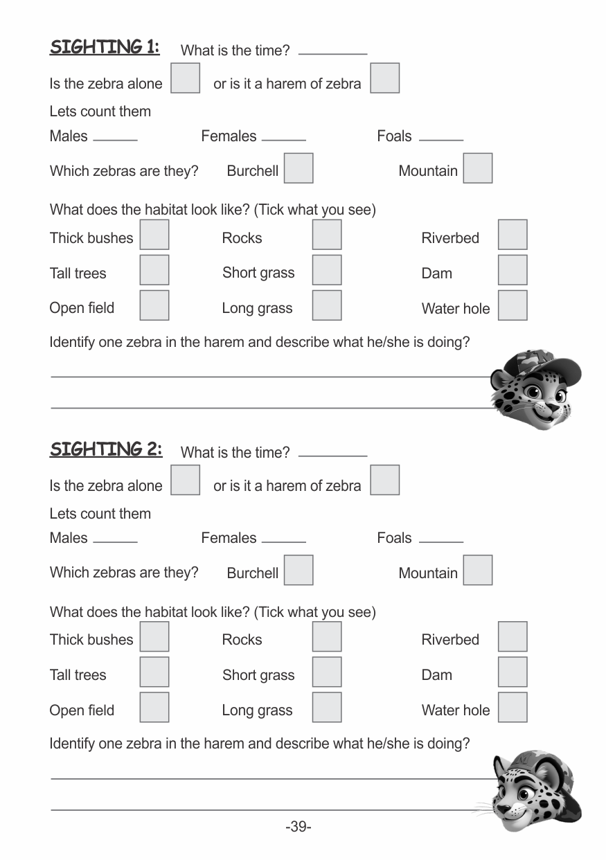 Menzo interactive safari book.  educational wildlife book for children. kids safari.  ideal for child friendly safari lodges zebra