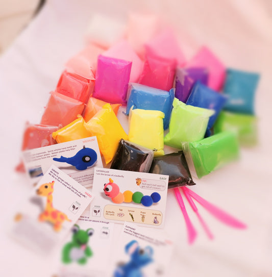 Menzo Air Dry Clay Family Fun Tub.  Kids group activities. Animal air-dry clay wildlife education creativity fine motor skill development