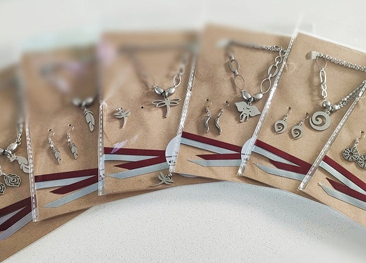 IZZY - Stainless Steel Classic Necklace with Earrings - (BULK - 12 sets)