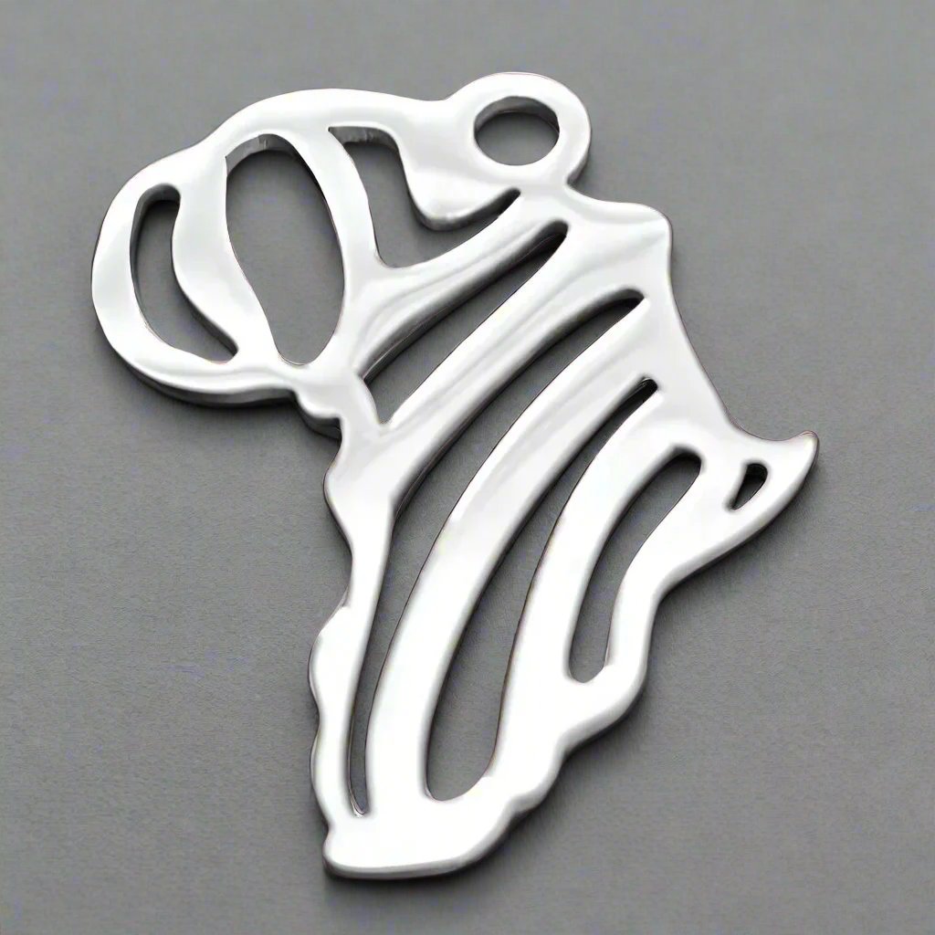 IZZY stainless steel jewelry Africa map Zebra stripe pendant allergy free, rust free, durable jewelry elegant long lasting jewelry