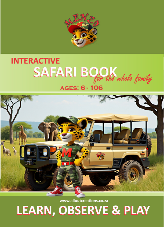 Menzo interactive safari book.  educational wildlife book for children. kids safari.  ideal for child friendly safari lodges