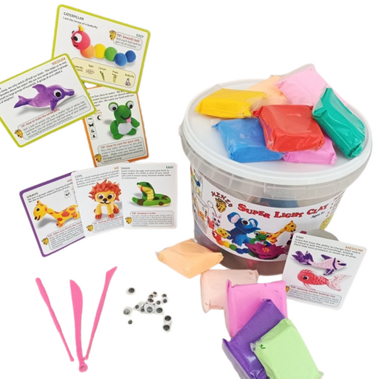 Menzo Air Dry Clay Family Fun Tub.  Kids group activities. Animal air-dry clay wildlife education creativity fine motor skill development